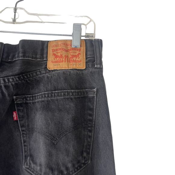 Levi's 505 Men's Size W 34 L 32 Vintage 90s 100%‎ Cotton Black Straight Jeans - Picture 2 of 9